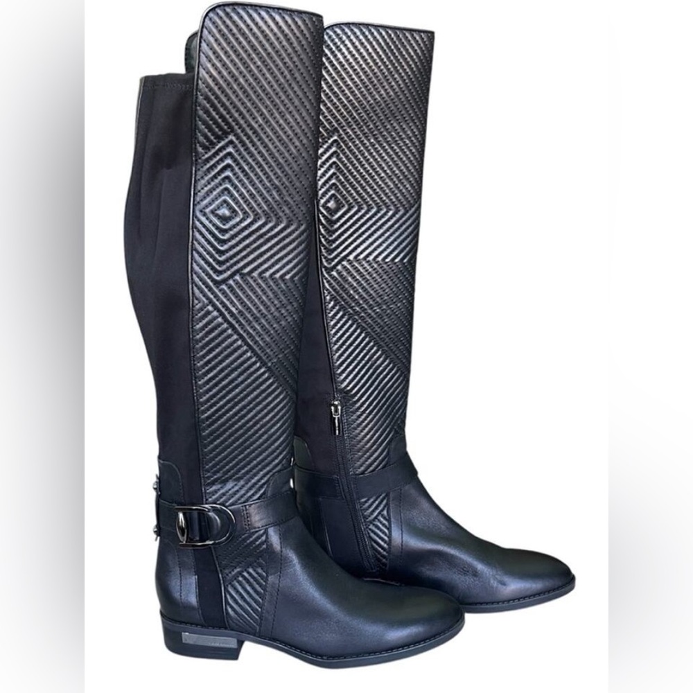 Vince Camuto Black Over the Knee Boots with Textured Design